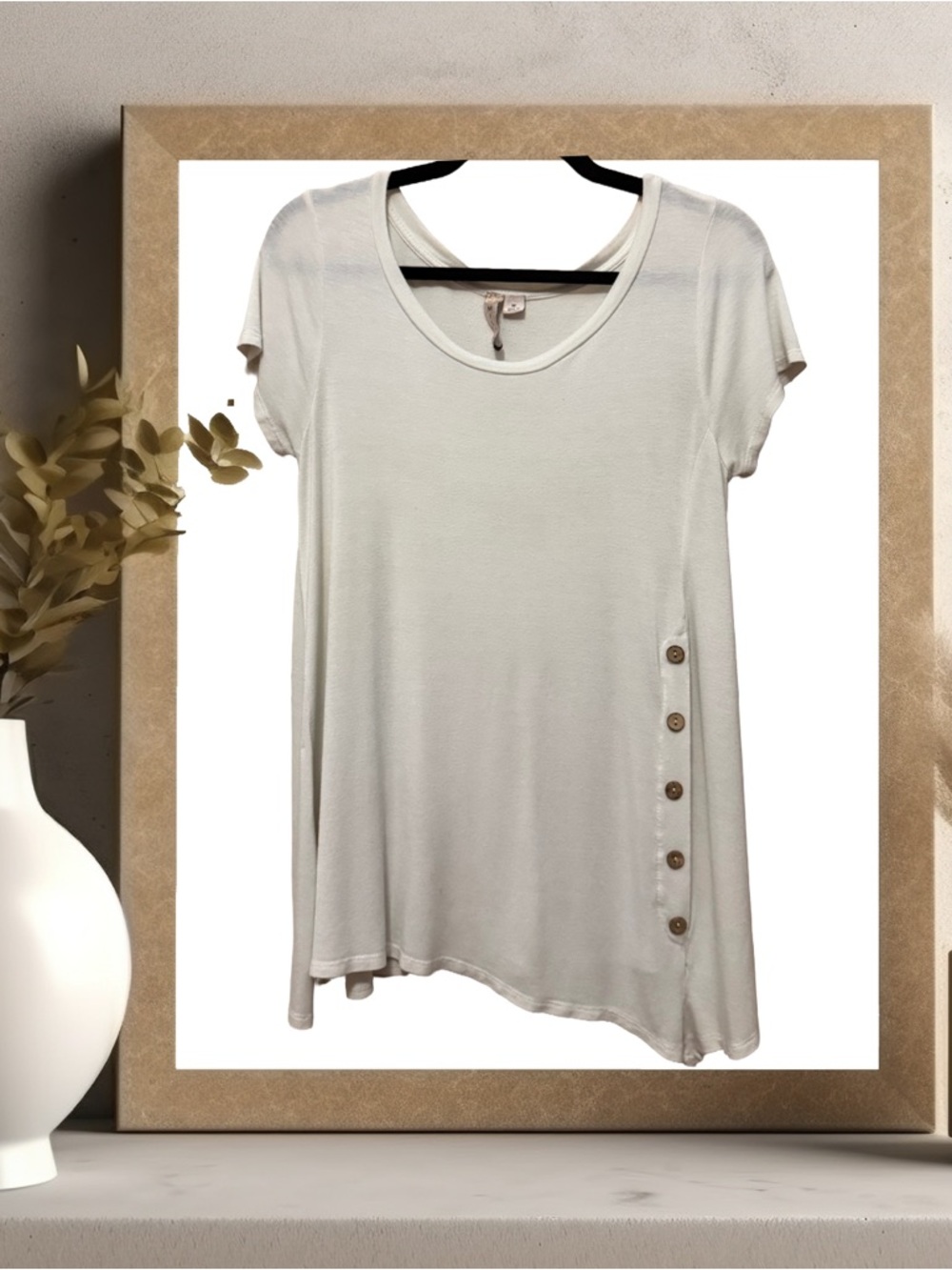 BOGO! Cream Tunic with Side Button Detail